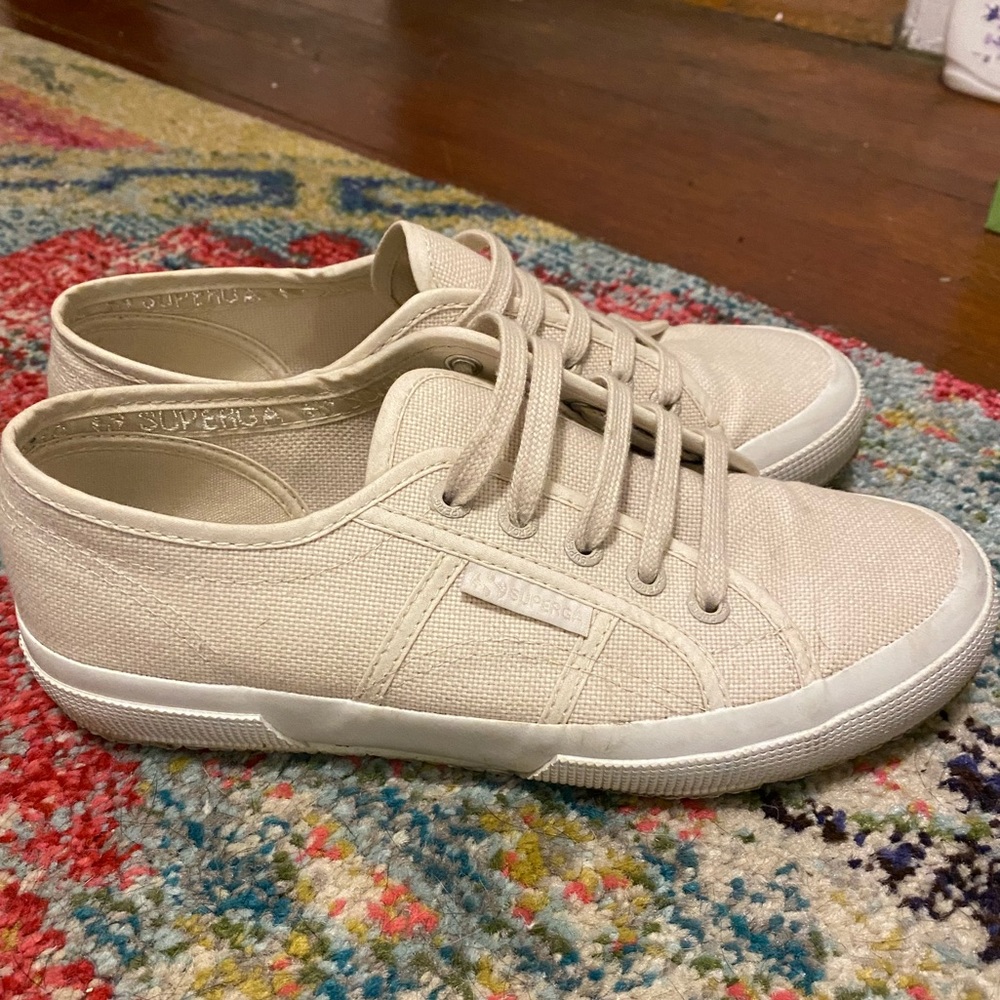 Superga Cream Colored Canvas Sneakers